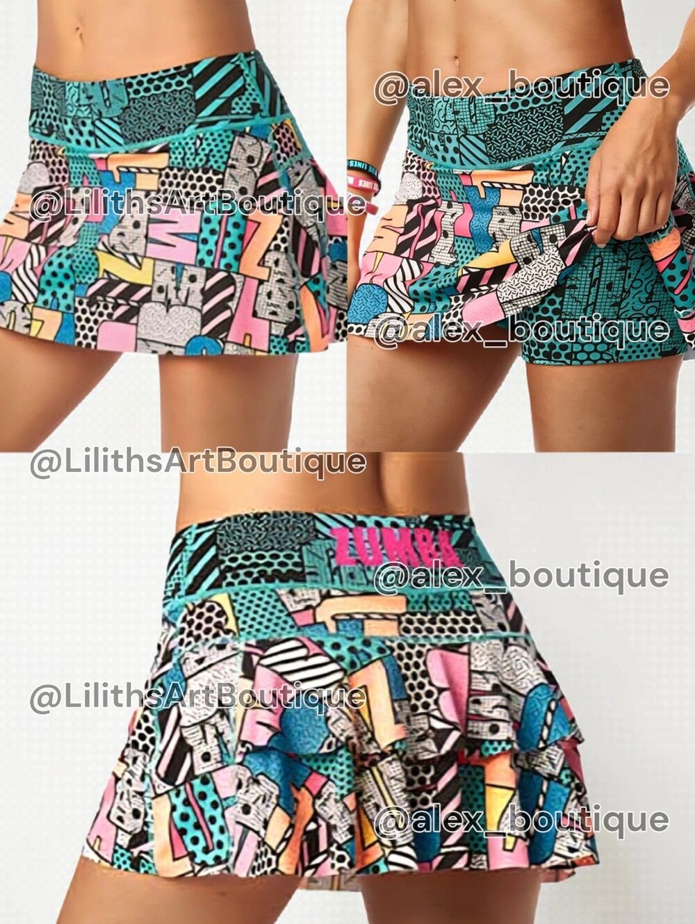 Zumba I Want My Zumba Skort Shorts Teal Me Everything Size Large (E163)
